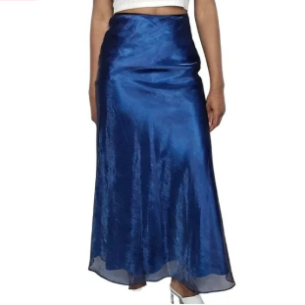 Navy Blue Shimmer Maxi Skirt